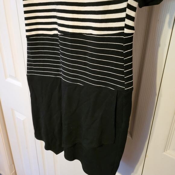 bcbgmaxazria, L | Black And White Striped 3/4th Sleeve Sheath Career Dress - Picture 4 of 5